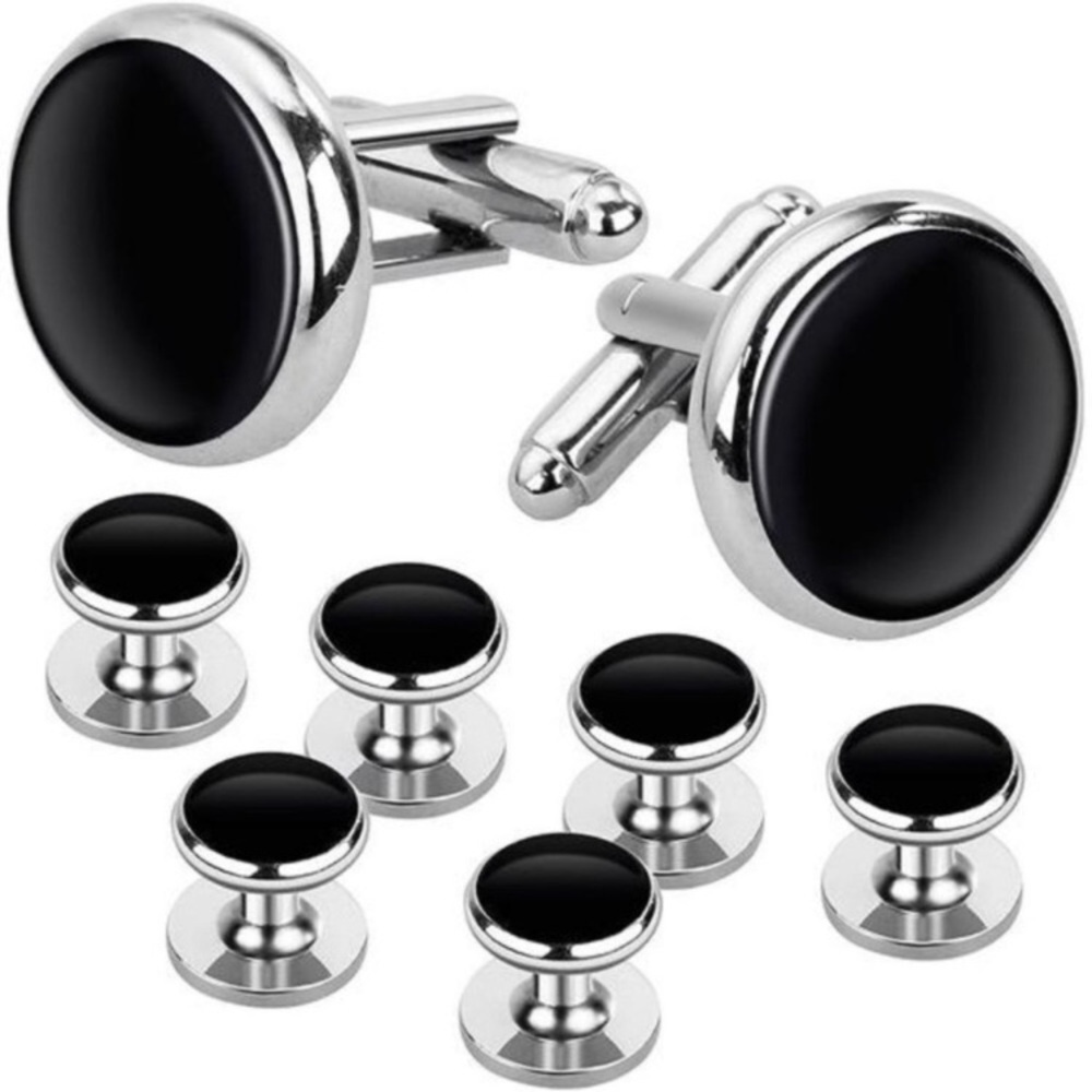 Mens Cufflinks and Studs, Tuxedo Shirt Cufflinks and Studs Set Brass Cufflinks